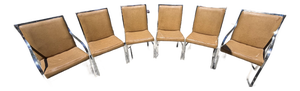 1970s Pierre Cardin for Dillingham Set of Six Dining Chairs - Leather/Suede and Chrome