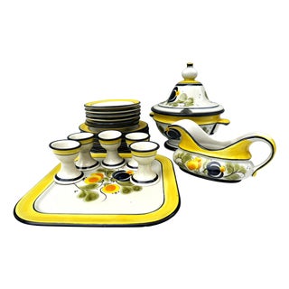 Vintage Farmhouse Aragon German Pottery Ceramic Dinner Service , 1980s, Set of 21 For Sale