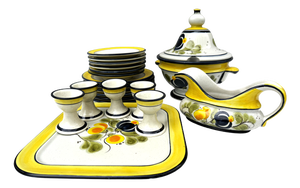 Vintage Farmhouse Aragon German Pottery Ceramic Dinner Service , 1980s, Set of 21
