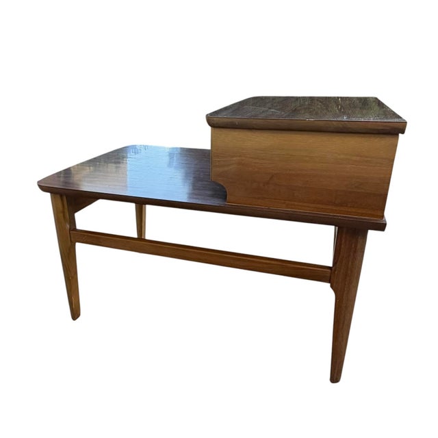 Wood Mersman Mid 20th Century Modern Walnut and Laminate Set Up Side Table For Sale - Image 7 of 18