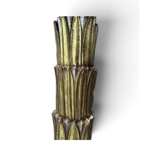 Dorothy Draper Mid 20th Century Maison Janseni Style French Palm Tree Gilt Floor Wall Sconces For Sale - Image 4 of 17