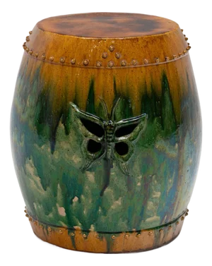 Chinese Sancai Butterfly Garden Drum, C. 1920