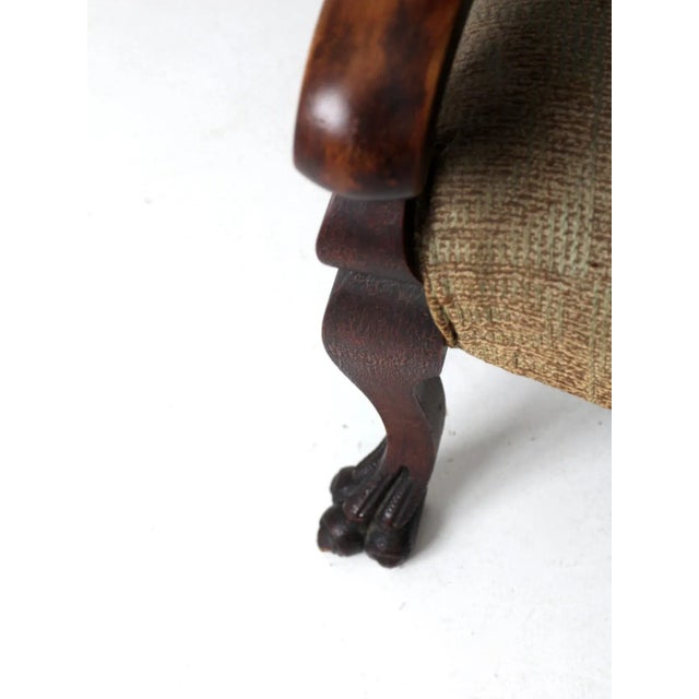Wood Antique Lion Head Claw Foot Arm Chair For Sale - Image 7 of 12