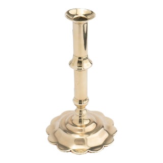 English Georgian Cast Brass Queen Anne Knob Shaft Candlestick, C. 1760 For Sale