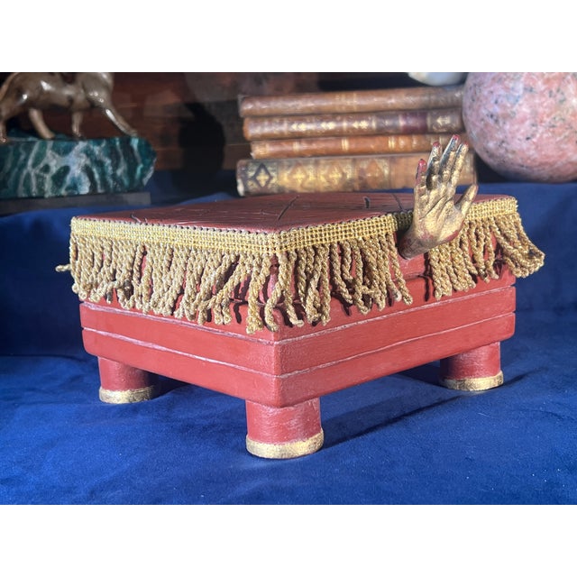 Red Vintage Alchemical Hermetic Secret Geometry Seal Box With Hand Handle For Sale - Image 8 of 11