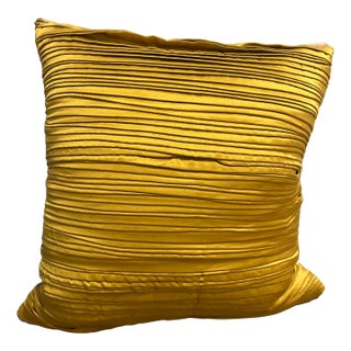 Maki Yamamoto Handmade Chartreuse Pleated Silk Pillow- Japanese Textile Art For Sale