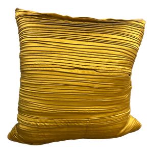 Maki Yamamoto Handmade Chartreuse Pleated Silk Pillow- Japanese Textile Art