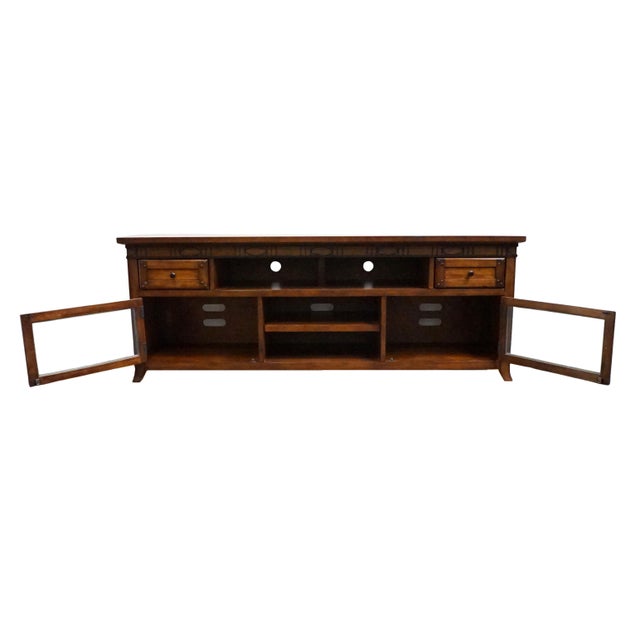 2010s Legends Furniture Sierra Collection Cherry Southwestern Rustic Americana Style 76" Media Console Za-S1476 For Sale - Image 5 of 15