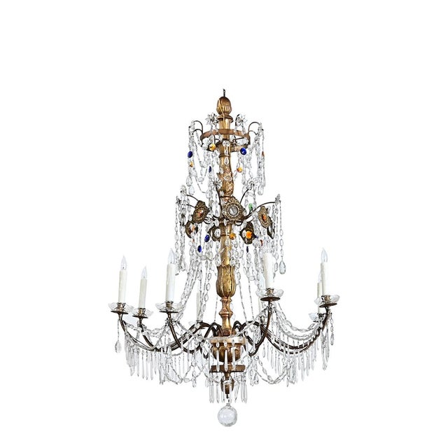 Italian 18th Century Massive Giltwood and Crystal Chandelier For Sale - Image 10 of 18