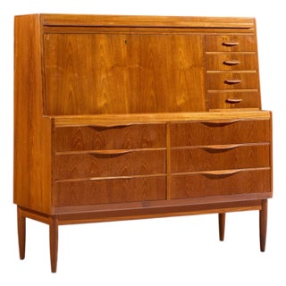 Erling Torvits Mid Century Danish Teak Secretary Desk For Sale