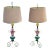 Set, Van Teal Green & Pink Lucite Table Lamps Gold Shades Mid-Century Modern 70 For Sale