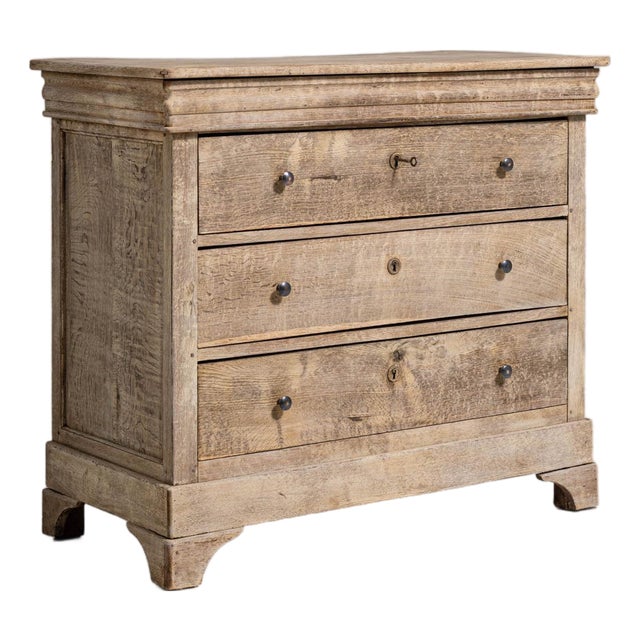 1880-1889 France Whitewashed Oak Whitewashed Oak Commode For Sale