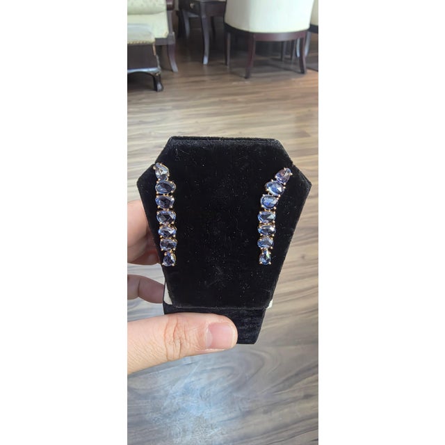 2020s Natural Blue Sapphire 11.18 CTS Stud Earrings in 18k Gold For Sale - Image 5 of 8