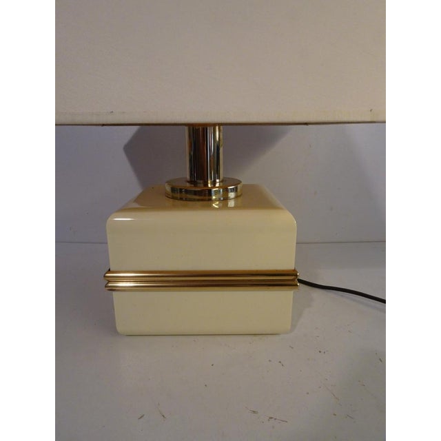 Ivory Colored Epoxy Cube Table Lamp from Bicchielli Italy For Sale - Image 12 of 14