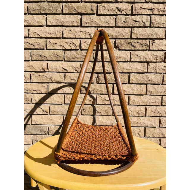 Vintage 1970s Woven Circular Magazine Rack For Sale - Image 4 of 8