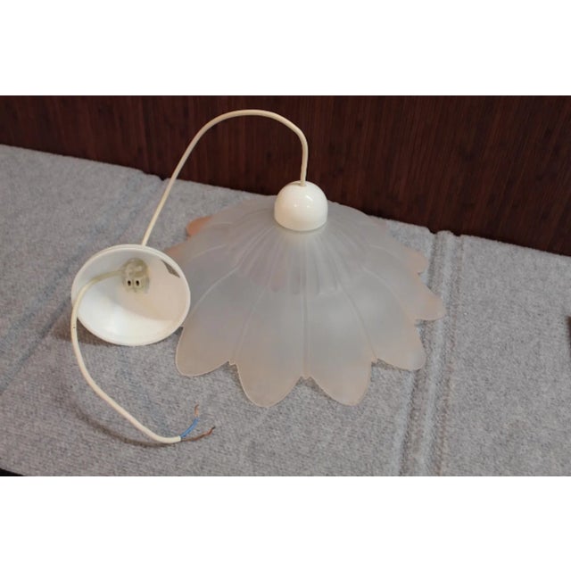 Pink and White Glass Flower Pendant Light | Kromer Leuchten For Sale - Image 10 of 11