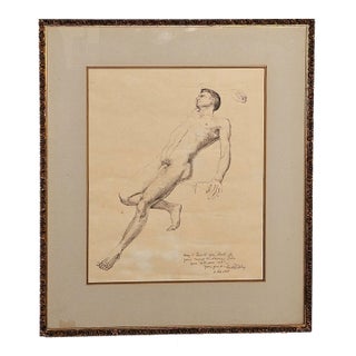 Drawing of Reclining Man by Ford Ruthling, u.s.a., 1968 For Sale
