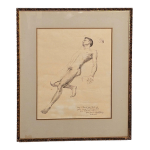 Drawing of Reclining Man by Ford Ruthling, u.s.a., 1968