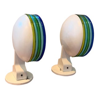 1980s Leucos L670 Italian Murano and Metal Glass Sconces - a Pair For Sale