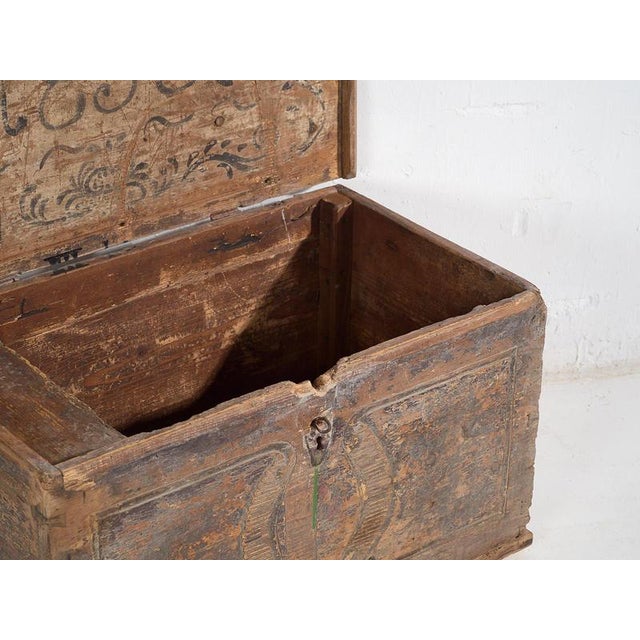 Brown Antique Wood Chest, 1830s For Sale - Image 8 of 18
