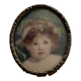 Edwardian Portrait Miniature of a Young Girl For Sale