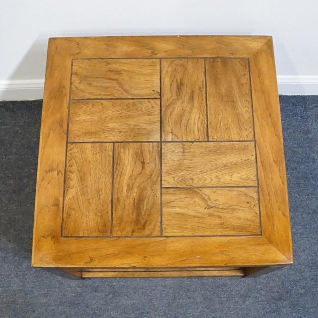 Drexel Drexel Heritage Woodbriar Collection Pecan Rustic European 26" Square Accent End Table 988-310 For Sale - Image 4 of 12