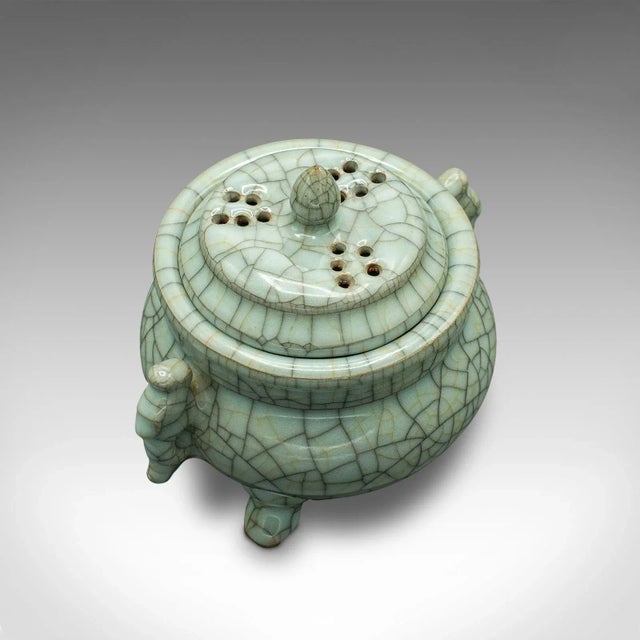 1940s Vintage Art Deco Chinese Celadon Oriental Censer For Sale - Image 10 of 13