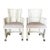 White Bent Rattan Side or Club Chairs on Casters -A Pair For Sale