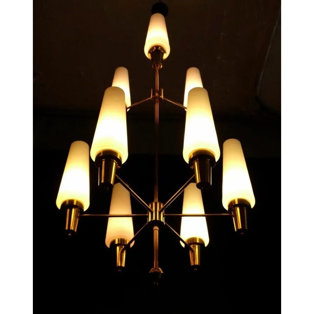 Metal Swedish Brass Chandelier, 1950s For Sale - Image 7 of 13