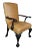 Antique 19th C English Chippendale Arm Chair Carved Mahogany Leather Ball Claw For Sale