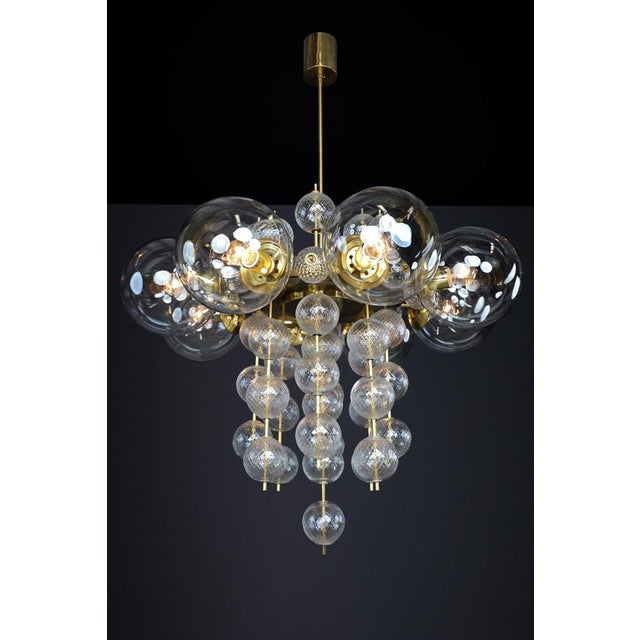 Czech Brass and Glass Chandeliers, 1960s, Set of 6 For Sale - Image 14 of 18