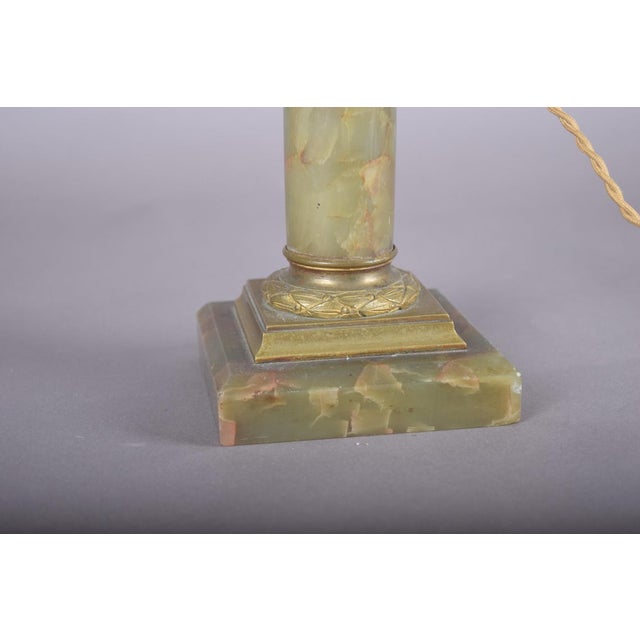 Metal Antique Onyx Column Table Lamp with Gilt Bronze, France, 1890s For Sale - Image 7 of 12
