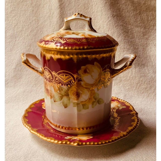 Antique Limoges Elite Works Porcelain Covered Condensed Milk Holder For Sale - Image 11 of 13