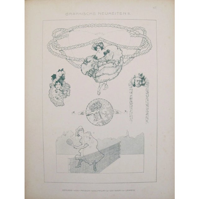 Vintage German Designer Sheets C. 1900 - A Pair For Sale - Image 4 of 6