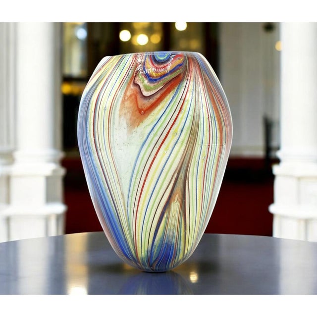 Murano Multicolor Striped Cased Glass Vase, 1960s For Sale - Image 12 of 18