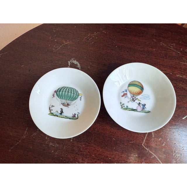 Yellow Mid 19th Century, Victorian Revival, Limoges France, Hot Air Balloon Demitasse Cup and Saucer - Pair For Sale - Image 8 of 11