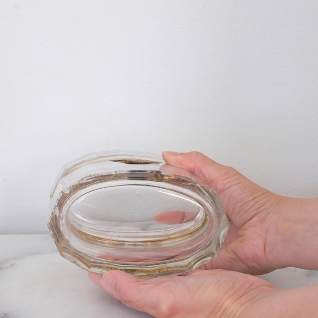 Glass Antique French Baccarat Oval Cut Crystal Faceted Box For Sale - Image 7 of 7