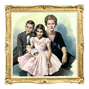 Vintage Regency Original Oil Portrait of Family