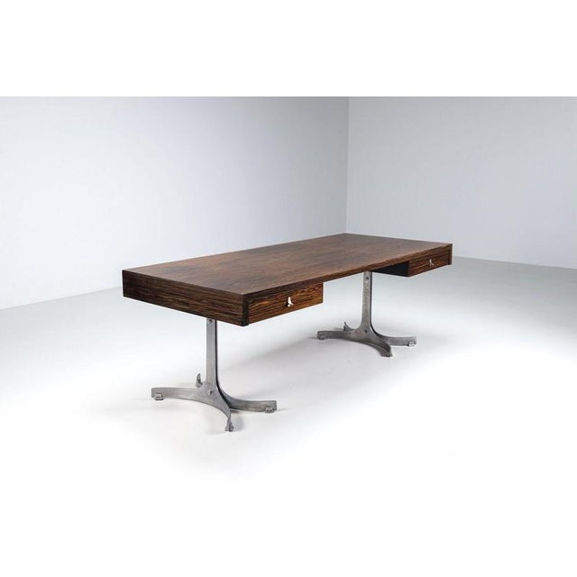 Large Rosewood Desk from Trau Arredamenti Metallici S.P.A., Italy, 1960s For Sale - Image 4 of 18