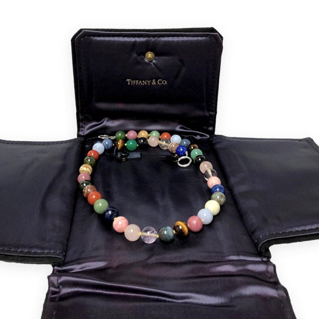 Metal Tiffany & Co. Paloma Picasso Silver Multicolored Gemstone Bead Necklace 1980's For Sale - Image 7 of 7