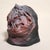 Mauve Handmade Figurative Ceramic Surreal Veiled Detailed Face Bust Sculpture in Charcoal and & Mauve Glaze For Sale - Image 8 of 17