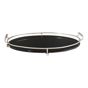 1930s English Art Deco Silver-Plate & Glass Bar Tray