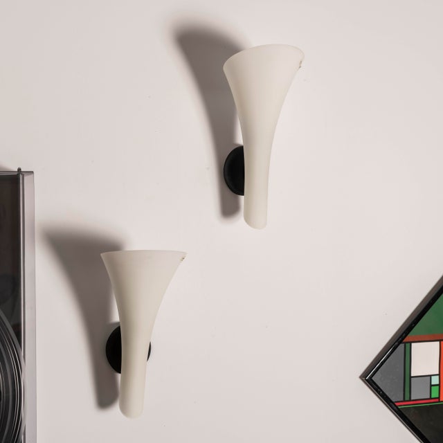 Metal Opaline Murano Glass Sconces by Carlo Nason, 1980s, Set of 4 For Sale - Image 7 of 8