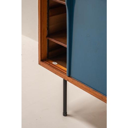 Mid-Century Modern French Cabinet with Sliding Panels by Guillerme et Chambron, 1950s For Sale - Image 6 of 16