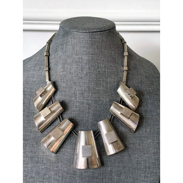 American Modern Sculptural Sterling Silver Necklace Graziella Laffi For Sale - Image 3 of 14