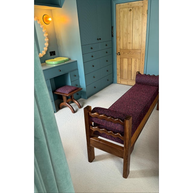 Sunday Day Bench, Walnut and Bouclé Fosfeen, United Kingdom Contemporary day bench from the Sunday Collection, designed...