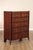High Quality American Made Mahogany Edwardian or Hepplewhite Style Tall Chest with Inlaid Drawer Fronts, Carved Rope...