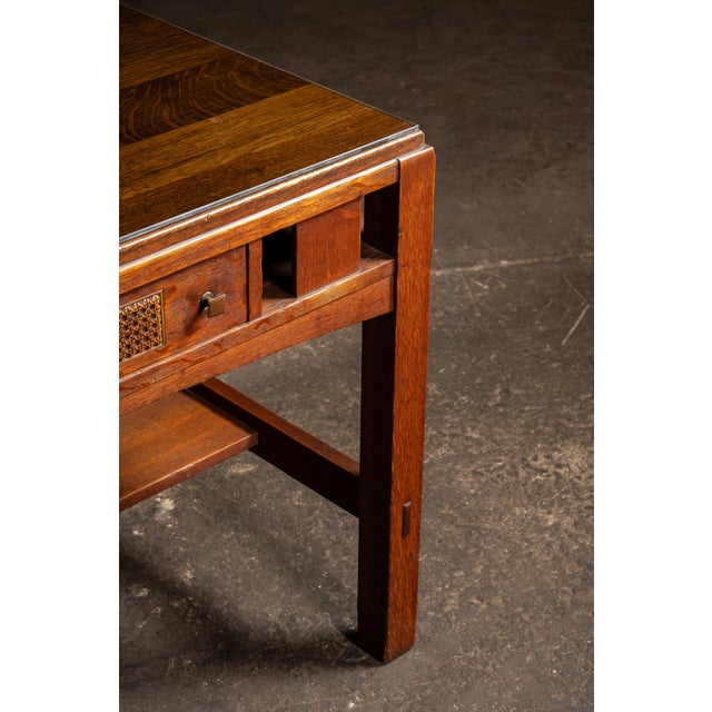 Wood Early 20th Arts & Crafts Oak Library Table With Glass Top by Limbert For Sale - Image 7 of 12