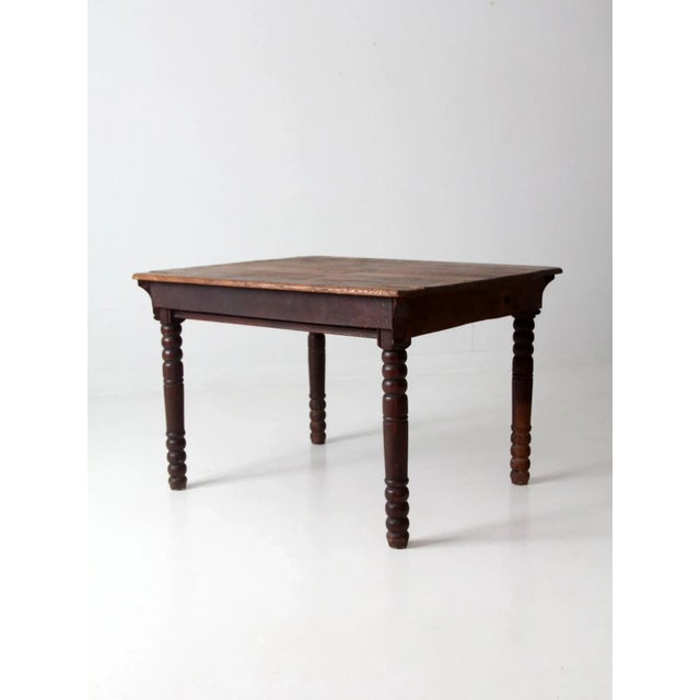 Early 20th Century Vintage Wood Harvest Table For Sale - Image 5 of 12