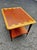 Mid-century modern ‘Acclaim’ rectangular side table with curved lower shelf. By AltaVista Lane Furniture. Classic dovetail...